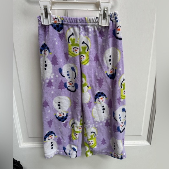 NWOT Carter's 2T Girls Snowman Fleece Pajama Bottoms - Purple and Green Winter - Picture 1 of 4